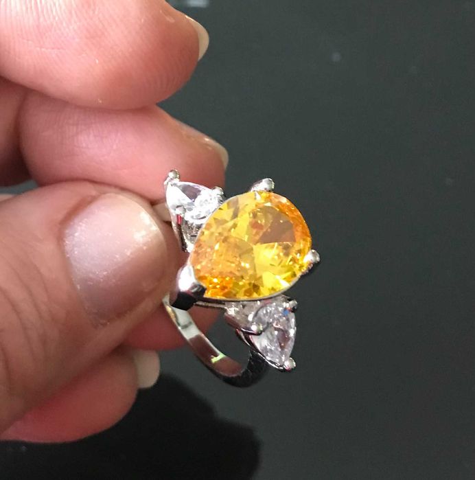 Inel Argint 925 cu Pietre Semipretioase Citrin si Topaz Antichizat