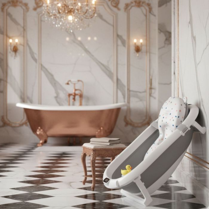 Хит! Сгъваема бебешка вана с термометър и възглавница