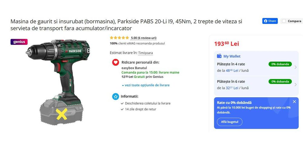 Filetantă/mașină găurit/înșurubat Parkside 20V nou garanție 3 ani