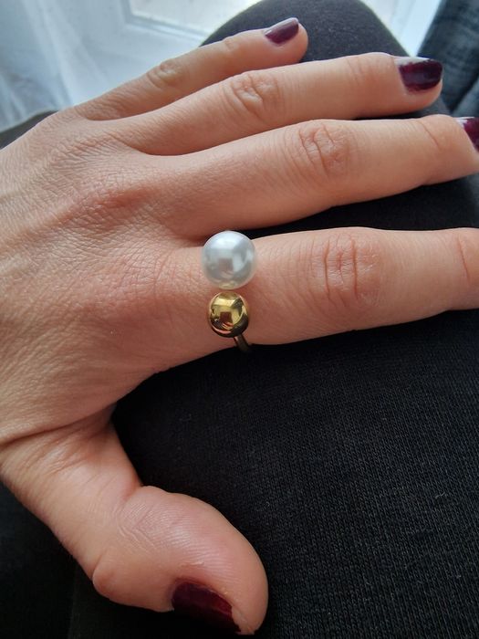 Inel cu perla din otel inoxidabil reglabil - nou