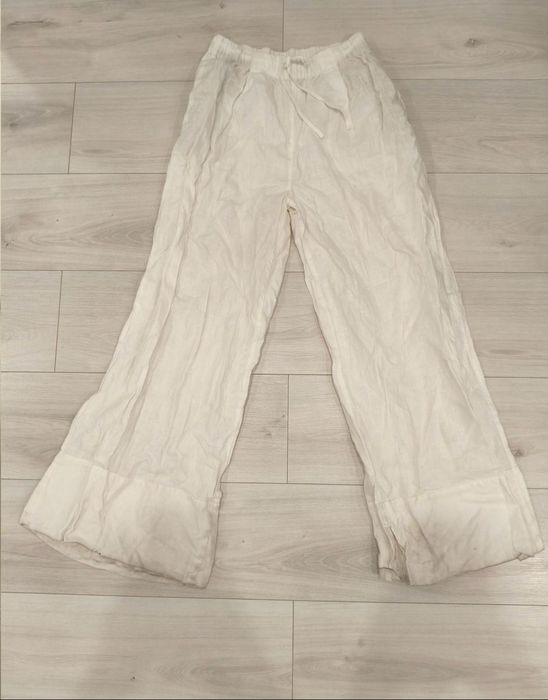 Белые льняные штаны Зара