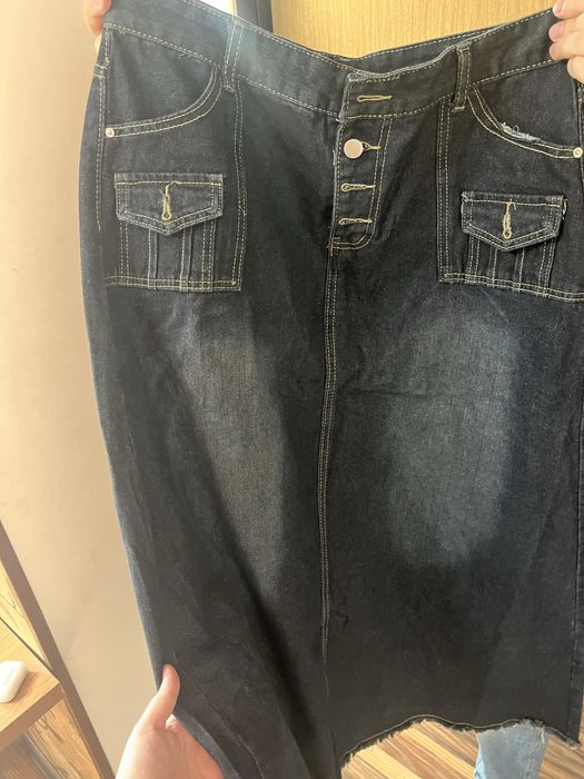 Джинсовая юбка миди