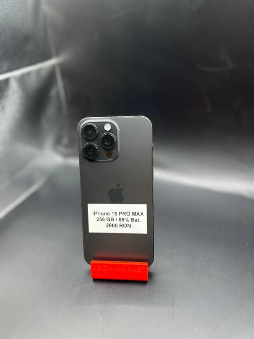 iPhone 15 Pro Max / Black  /  256 GB / 88% Bat. * Krom Amanet Margeanului *