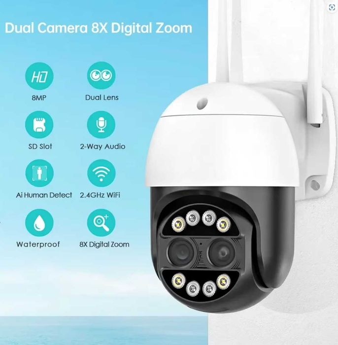 Външна камера Dual Lens 8MP, с 8x приближаване - 67 евро.