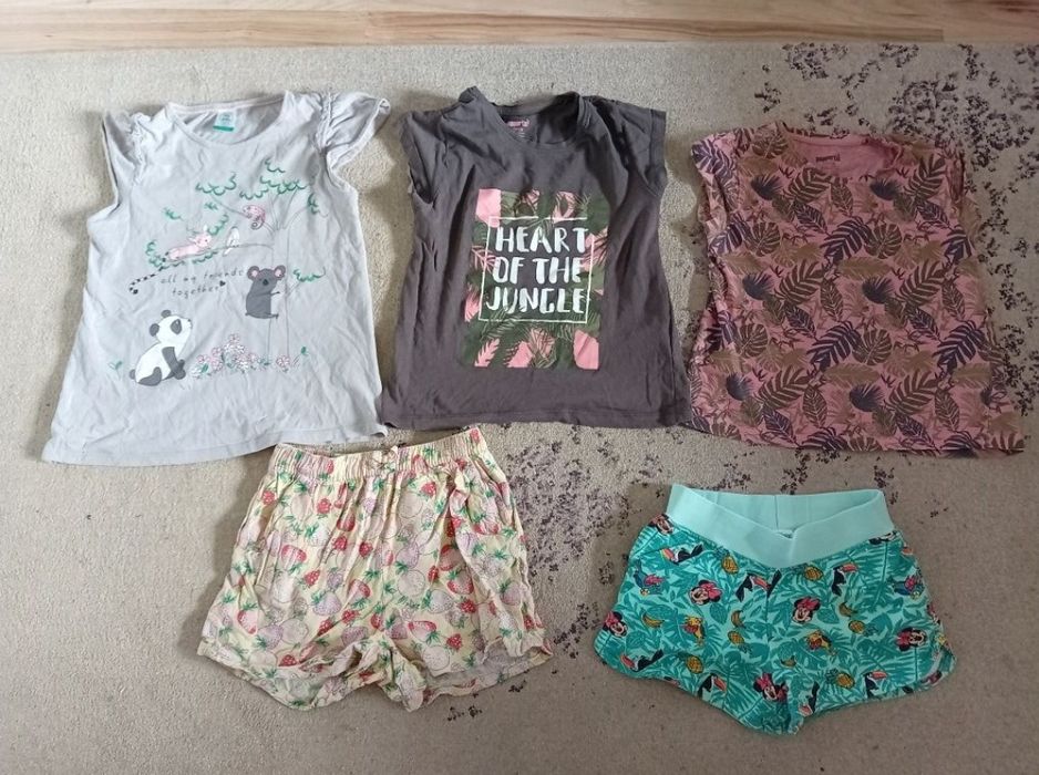 set lot fete fata tricouri pantaloni scurti vara 122 128 6 7 8 ani h&m