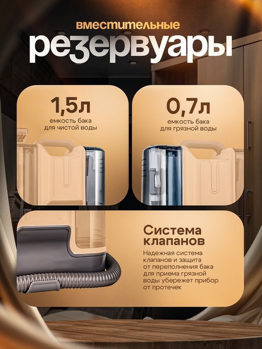Моющий пылесос для мебели, химчистки, мощность всасывания 450Вт, белый