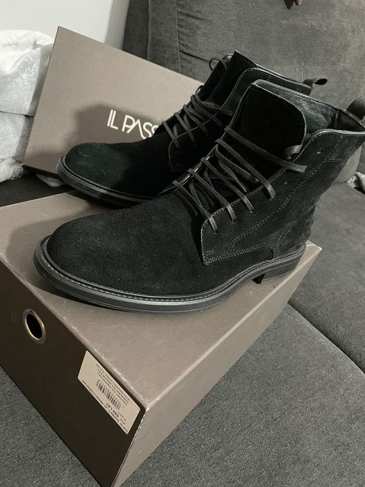 Ghete noi Il Passo din piele întoarsă (40) 27 cm