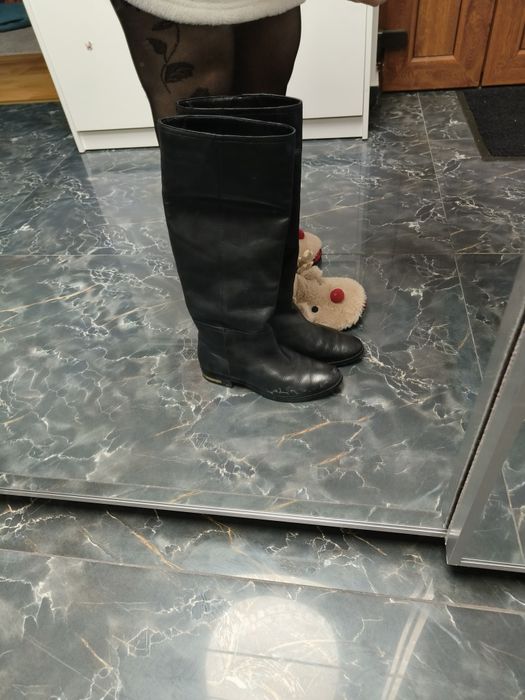 Cizme lungi Mango 37 piele cu toc metalic