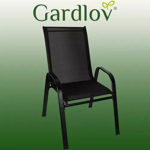 Градински столове комплект 4 броя черни прахово боядисани