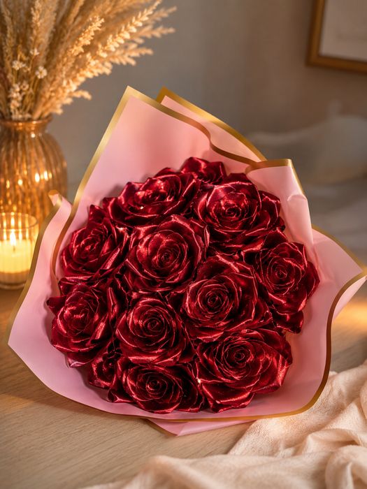 Buchet satin trandafiri