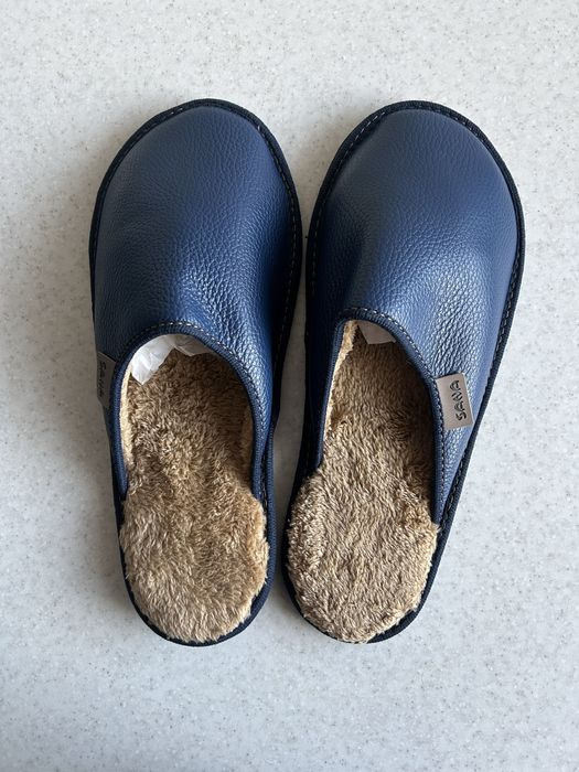 Домашни мъжки чехли от естествена кожа, размер 43/44