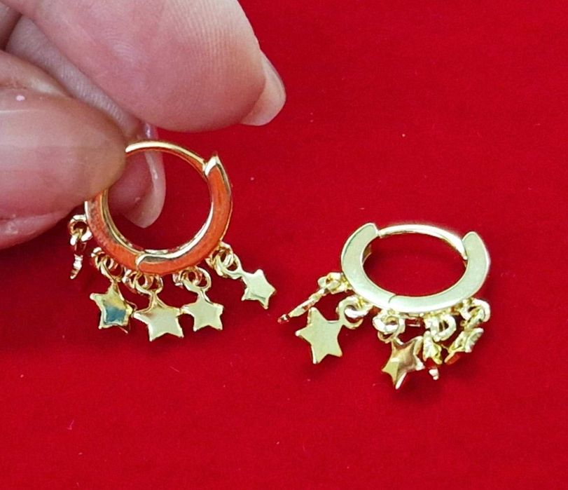 GP95,cercei placati aur 14k,incuietoare sigura,stelute flexibile