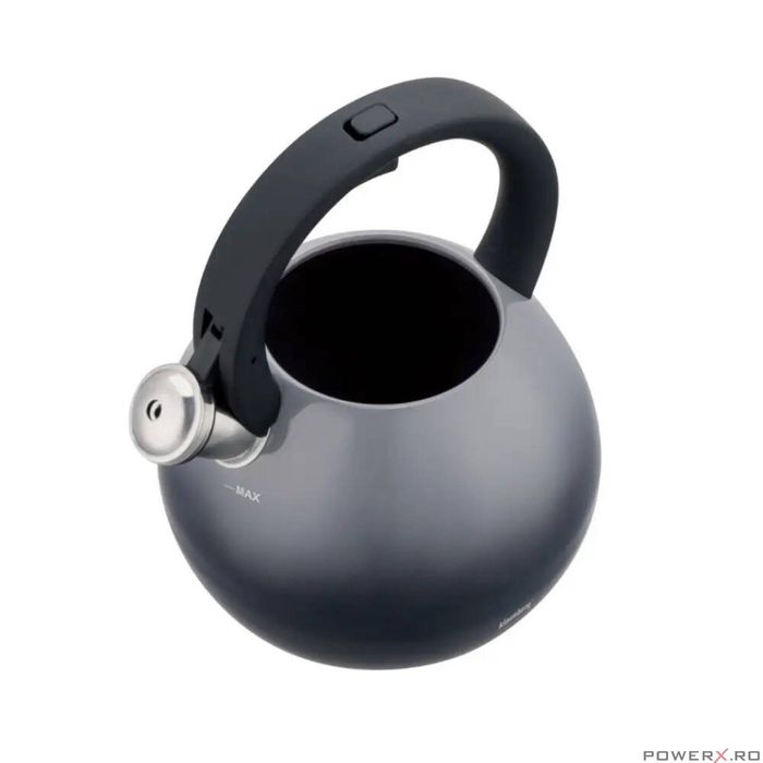 Fierbator sferic negru lucios, ceainic din otel, 3L, Klausberg