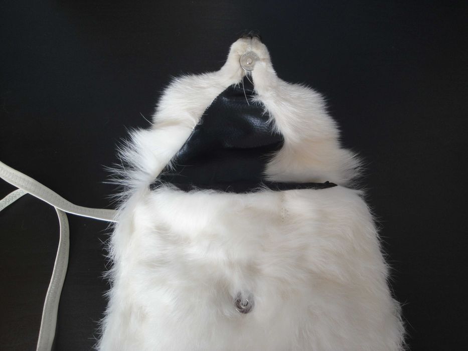 Нова кожена дамска чанта / раница, естествена кожа с косъм от лисица