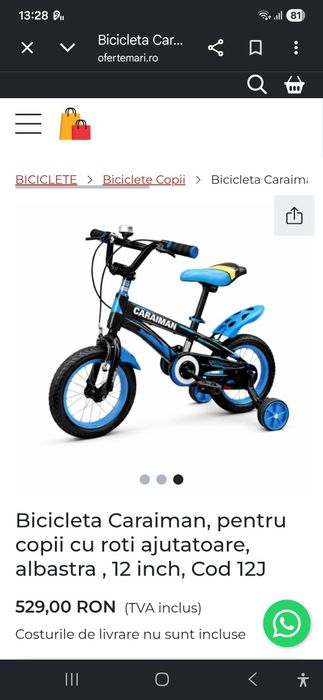 Bicicleta copii Caraiman,12 inch