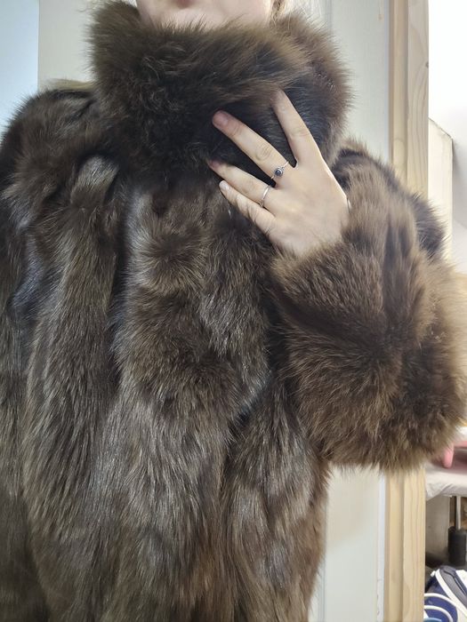 Palton Cojoc Geaca de blană naturala maro XXL 44