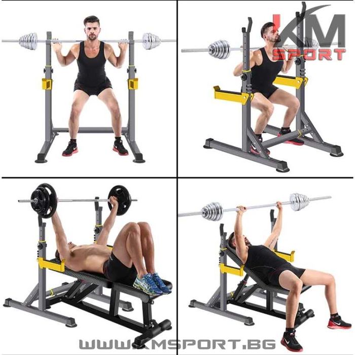 НОВА мултифункционална лежанка със стойка за клек- за всички мускули