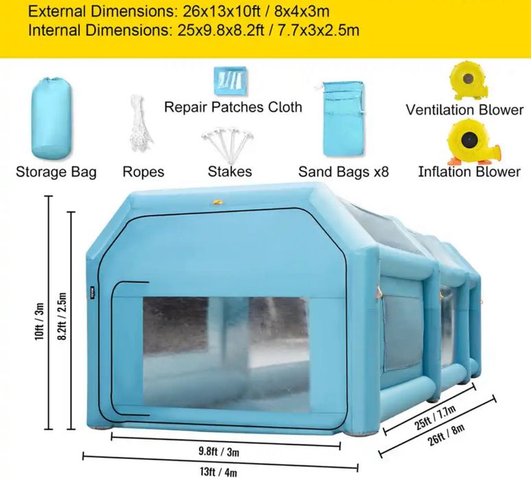 Промоция!! Мобилна Надуваема Камера за боядисване за бояджийски услуги