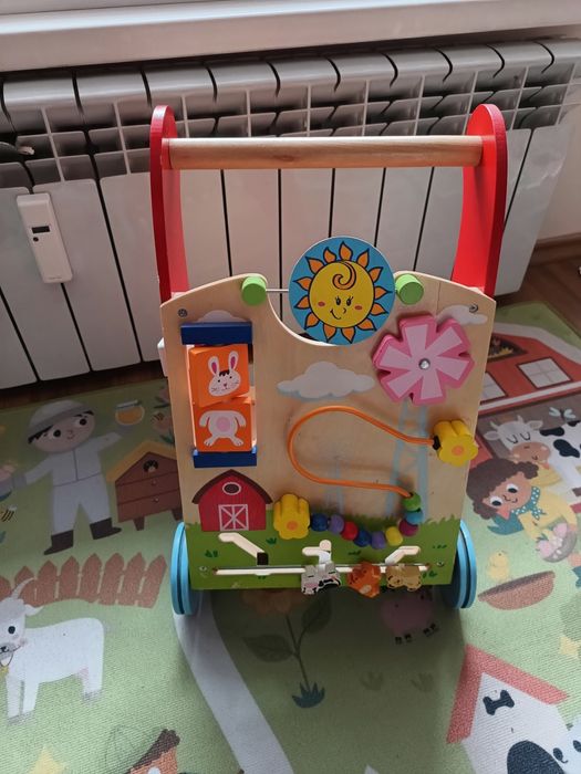 Активираща дървена проходилка/ дървен Уокър Viga - Червена