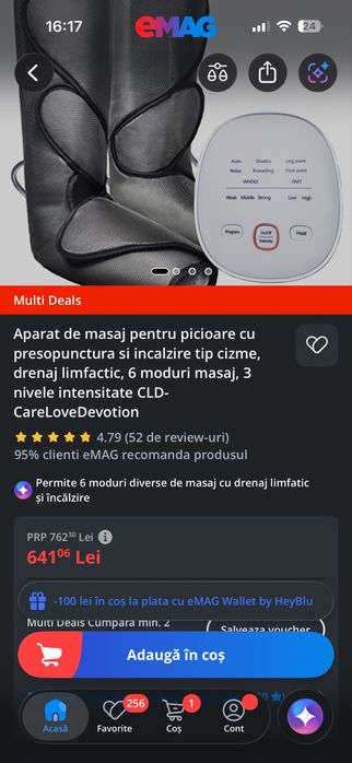 Aparat masaj picioare, tip cizma, limfatic