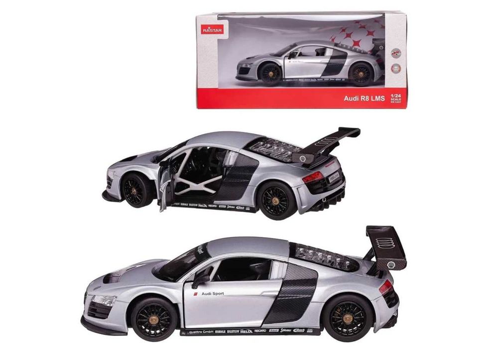 Машинка металлическая Rastar AUDI R8, размер 1:24, серебристая
