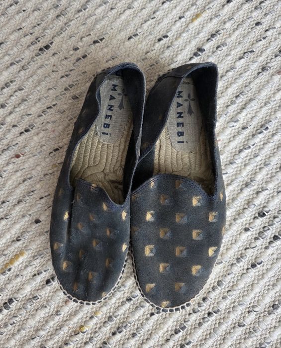 Espadrile Manebi din piele naturala cu talpa dubla de iuta, marimea 40