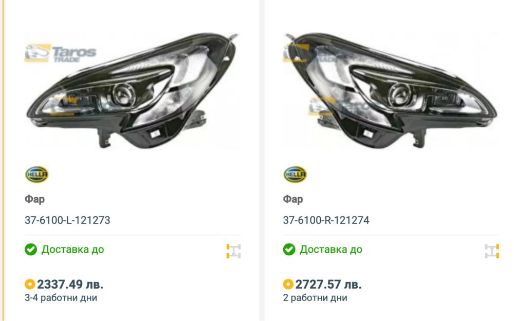 Ляв фар за Опел Корса е- 2015-2019