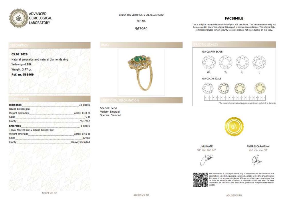 Inel din aur, decorat cu smaralde și diamante