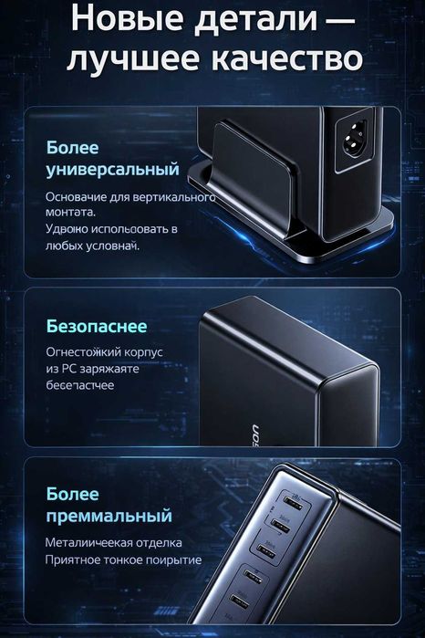 "UGREEN" X766 PD3.0 GAN зарядное устройство c мощностью 200W
