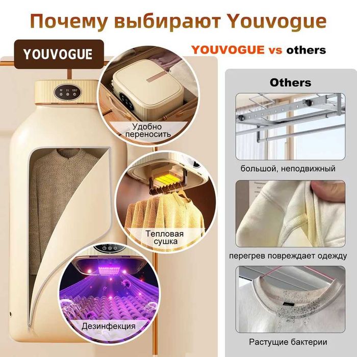 Сушка для белья электрическая, Подвесной, Тепловая помпа, 2 программа