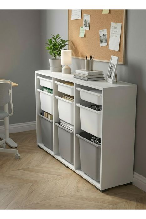 Мултифункционален шкаф за съхранение, Етажерка за играчки, с 9 кошници