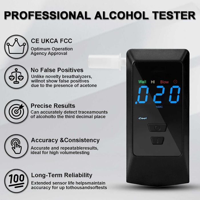 Професионален дрегер за алкохол (Breathalyzer)–Нанотехнологичен сензор