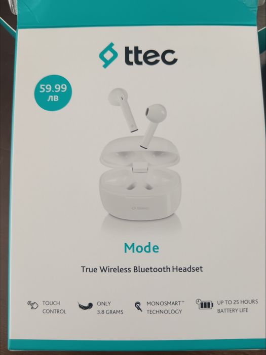 Bluetooth слушалки ttec Mode, TWS бели