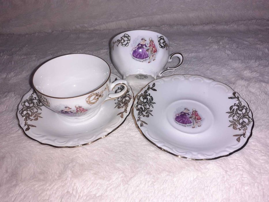 Set cafea portelan frantuzesc desen baroc 21 piese