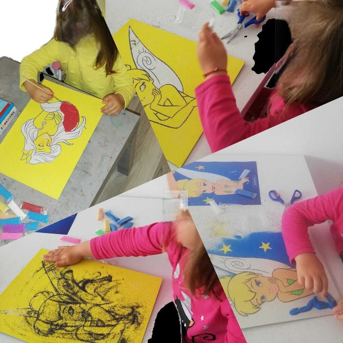 Activitate creativa copii - Planse pictura cu nisip colorat
