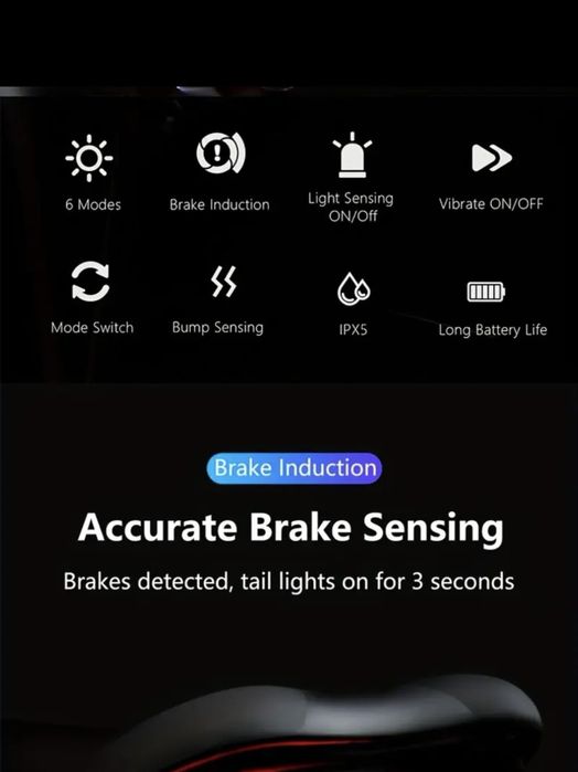 Lumina spate inteligenta bicicleta led stop bicicleta