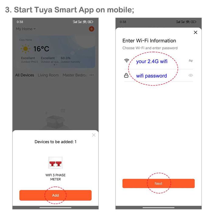 100A Tuya Двупосочен трифазен електромер