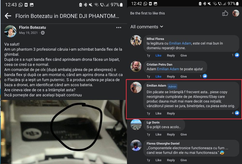 Reparatii Service Drone DJI Mini Air Mavic Phantom Inspire. Bucuresti