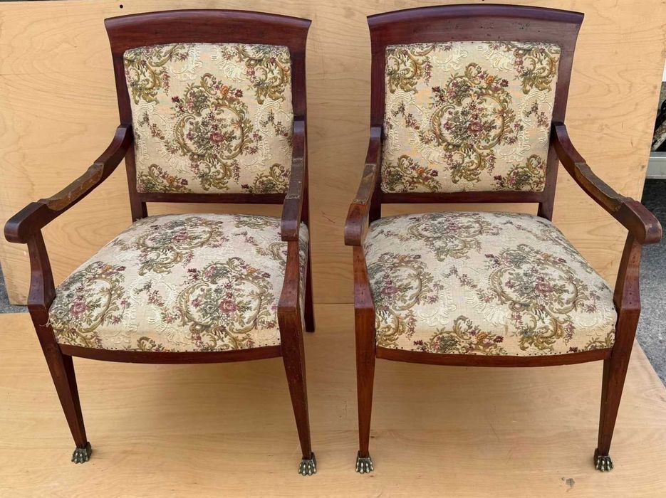 Set canapea + 2 fotolii stil Empire / Napoleon III, lemn masiv, vintage, Necesita curatare