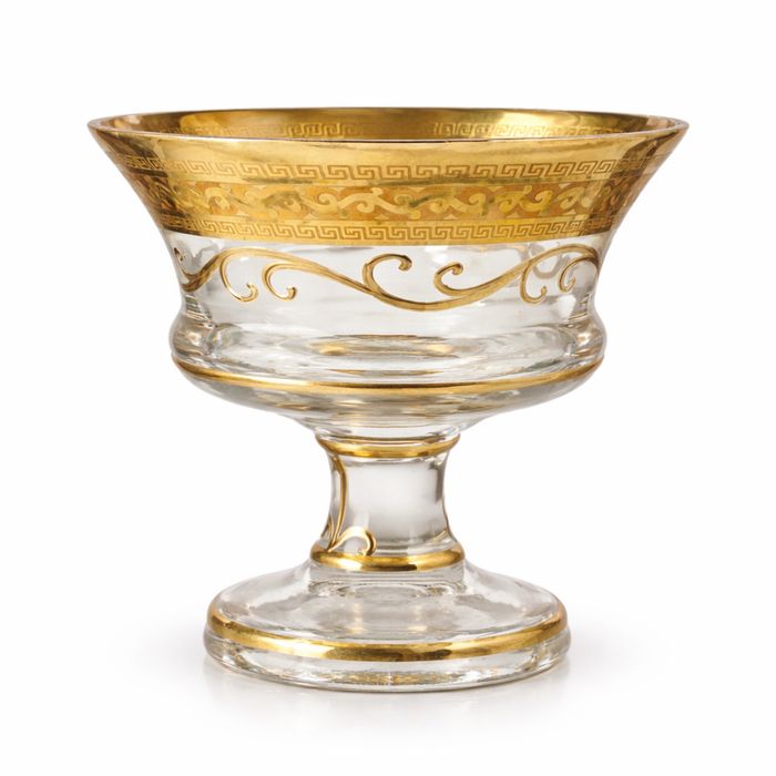 Хрустальные вазы на ножке с позолотой (2 шт)