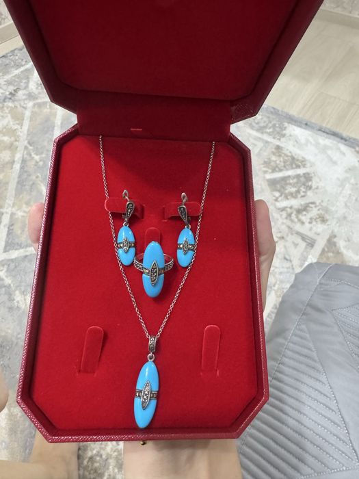 серебро с бирюзой комплект