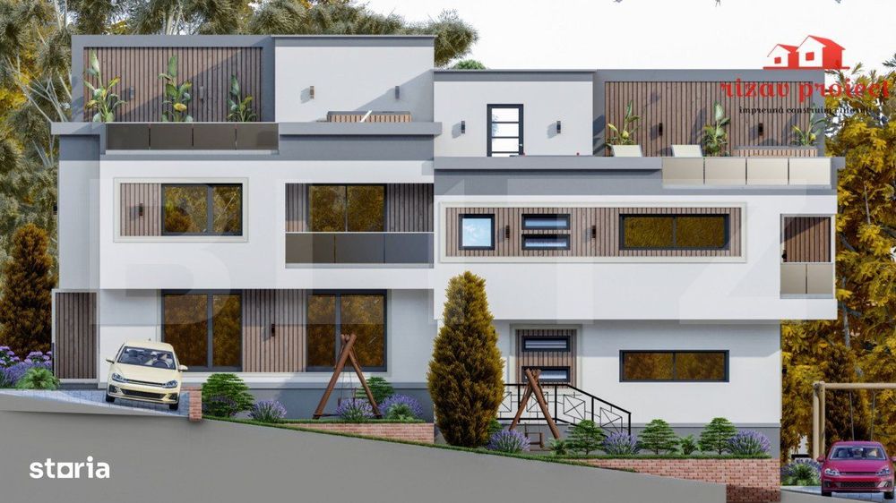 Apartament spatios 110 mp, 2 parcari, terasa si curte, finisat la chei