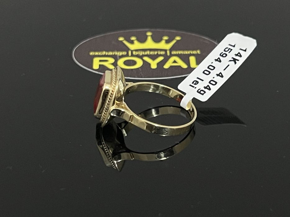 Bijuteria Royal CB : Inel dama poatra rosie aur 14L 585  4,04 gr