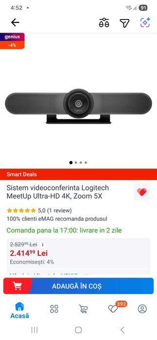 Logitech MeetUp Ultra-HD4K ,Videochat,OBS,Streaming,AllinOne.Cablu4K!