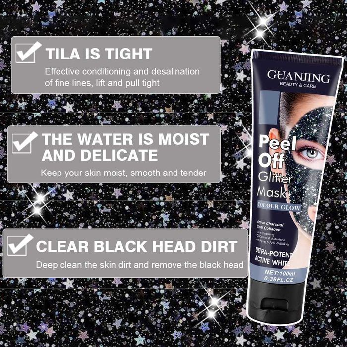 Маска с активен въглен и колаген Peel Off Glitter