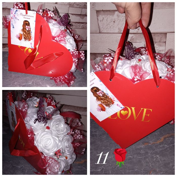 Букеты из атласных лент