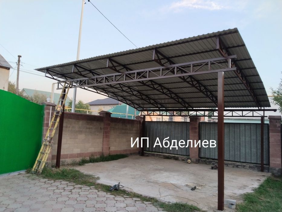 Навес, ворота, навес, сварщик