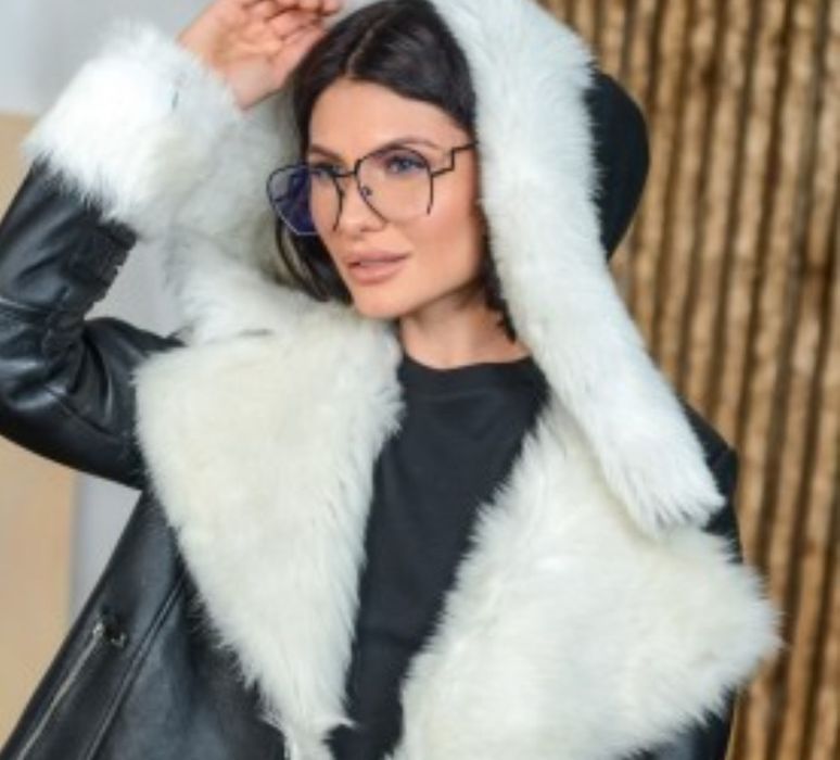 Дубленка кожанная, мех таскана