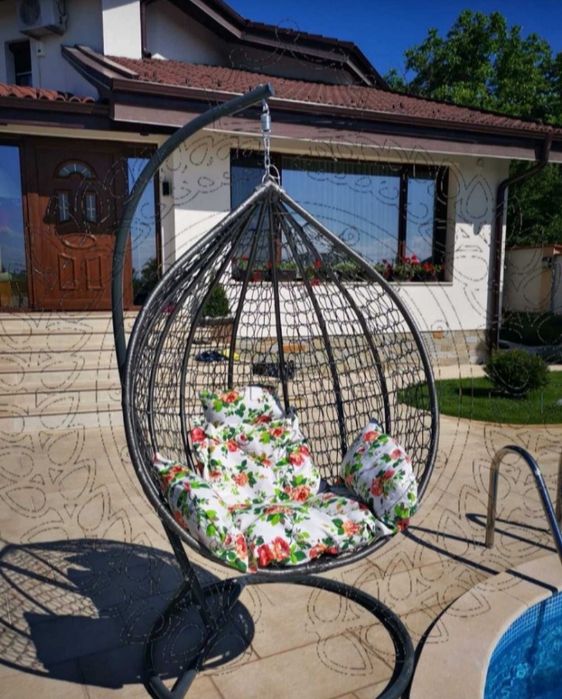 Висяща Люлка Ратанова Градинска водоустойчива Гнездо Сива Ратан Люлка