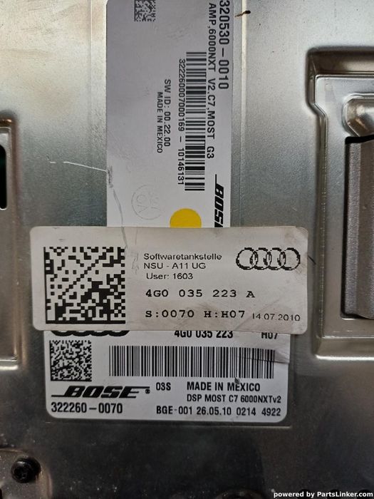 Amplificator Audio Audi A8 Iii (4H2, 4H8, 4Hc, 4Hl) [ 2009 - 2018 ] Oem 4G0035223A